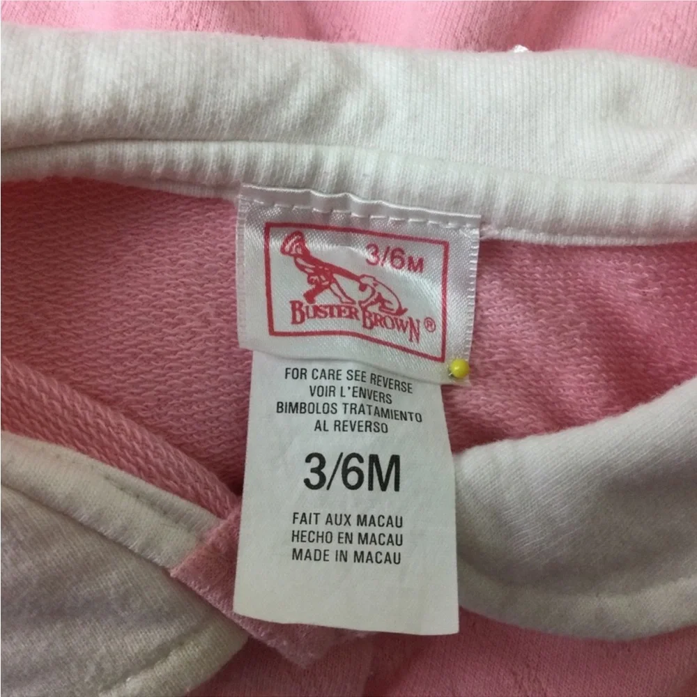Like New VTG Buster Brown Romper Pink &  Embroidered Cat Baby Girl 3/6M